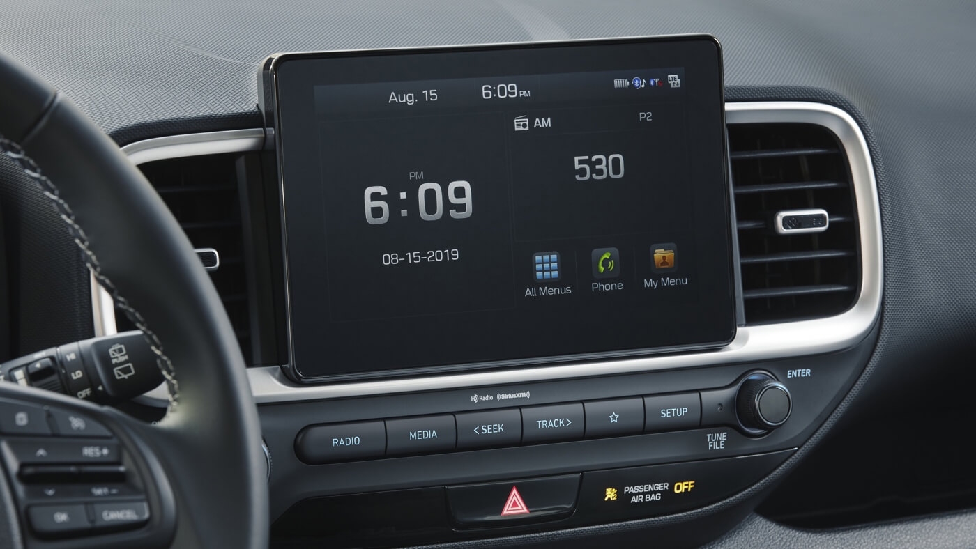 Système d’infodivertissement sur l'écran central du Hyundai Venue 2026.